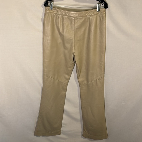 Vintage Margaret Godfrey Neutral Beige Leather Pants Size 10 - Picture 4 of 6